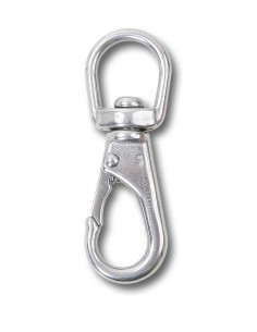 Moschettoni a gancio con girello e sicura inox AISI 316