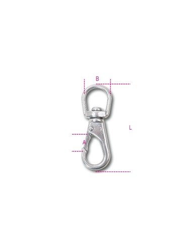 Moschettoni a gancio con girello e sicura inox AISI 316