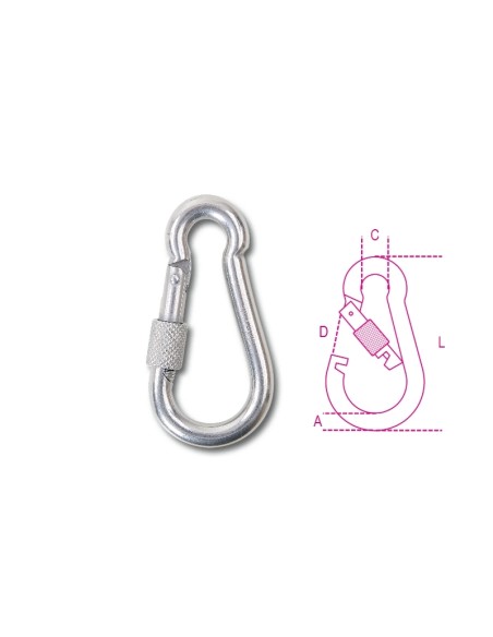 Moschettoni con ghiera inox AISI 316 Moschettoni con ghiera inox AISI 316