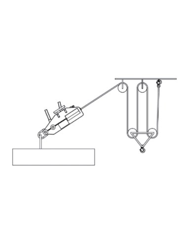Argano manuale a fune passante, corpo in lega di alluminio completo di leva di a