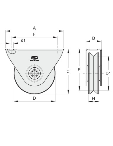 RUOTA D.75 A V A SUPP.ESTERNO