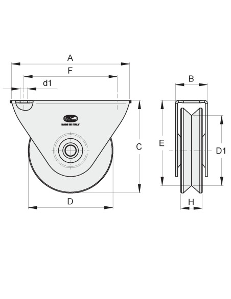 RUOTA D.75 A V A SUPP.ESTERNO