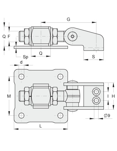 CARDINE M18 X APERT 180 REG CON PIASTRA