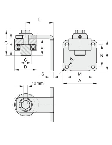 CARD.REG.D.40 CON CUSCINETTO E STAFFA 4F