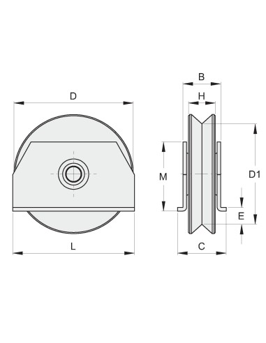 RUOTA D.100 GOLA A V CON PIASTRE A SALD.