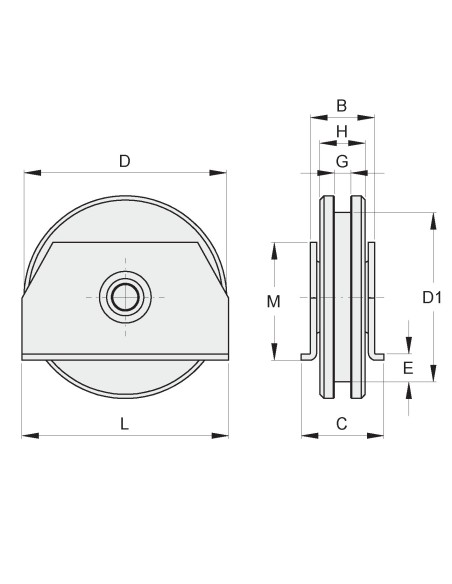 RUOTA D.120 GOLA A U CON PIASTRE A SALD.