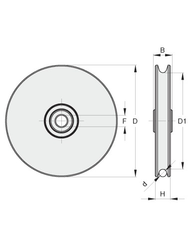 RUOTE D.100 PER BASCULANTE FUNE 8mm