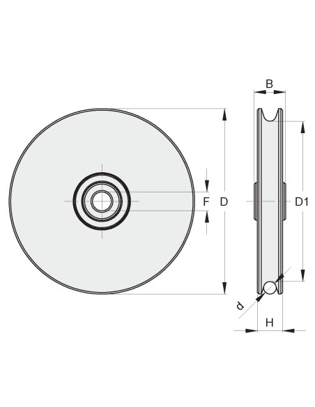 RUOTE D.100 PER BASCULANTE FUNE 8mm