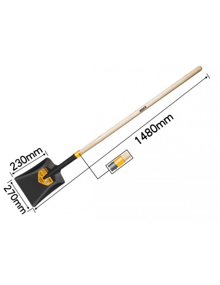 PALA QUADRA MANICO LEGNO 145Cm