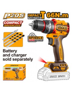 TRAPANO C/PERC 20V BRUSHLS 66Nm NUDO
