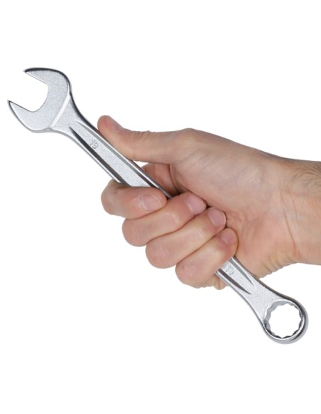 Chiave combinata a forchetta e poligonale piegata cromata