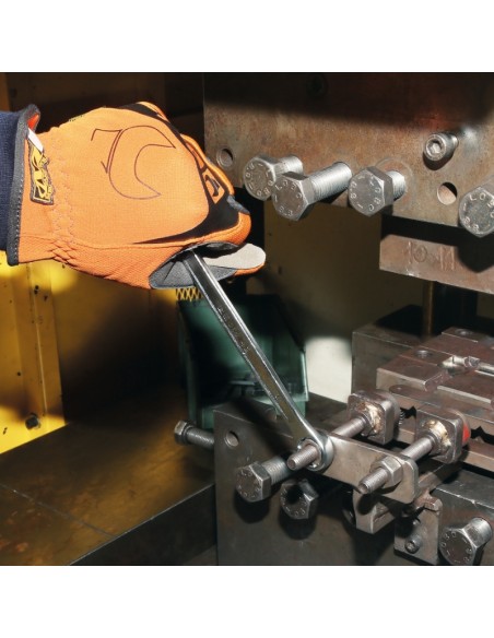 Chiave combinata a forchetta e poligonale piegata cromata