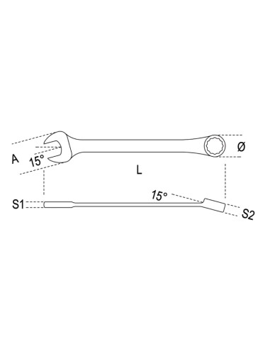 Chiave combinata a forchetta e poligonale piegata cromata