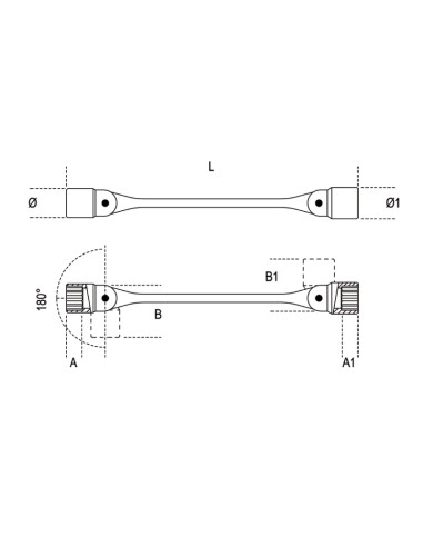 Chiavi a bussola poligonale snodate doppie cromate