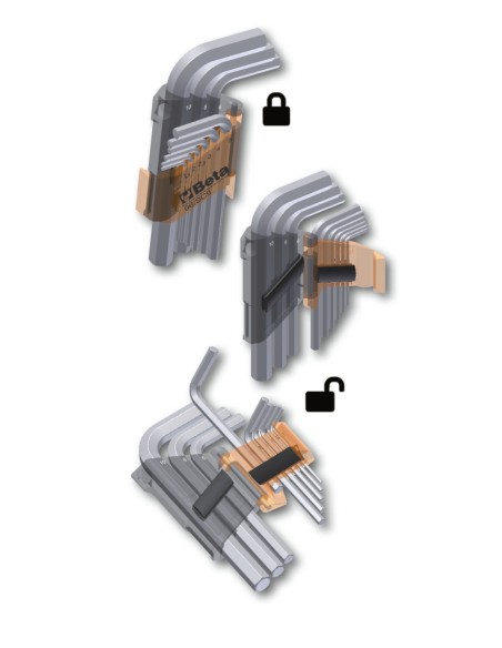 Serie di 9 chiavi maschio esagonale piegate Serie di 9 chiavi maschio esagonale piegate