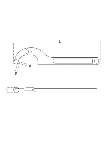 Chiavi a settore articolate con nasello tondo per ghiere con foro di manovra cro