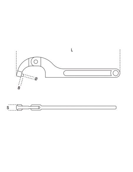 Chiavi a settore articolate con nasello tondo per ghiere con foro di manovra cro Chiavi a settore articolate con nasello tondo per ghiere con foro di manovra cro