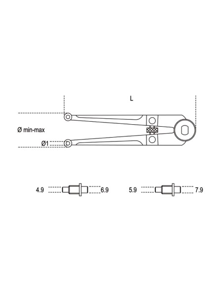 Chiavi a compasso con naselli tondi per ghiere con fori di manovra frontali crom