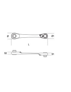 Chiavi portainserti diritta a cricchetto reversibile 1/4" - 5/16" cromata 2