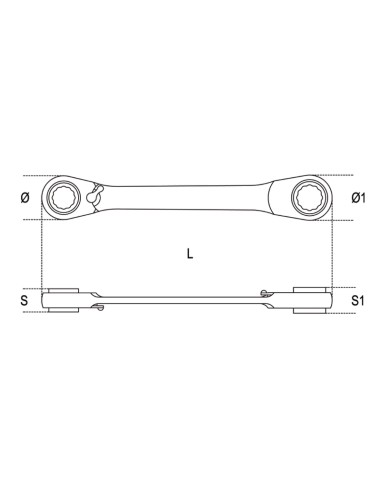 Chiavi poligonali doppie diritte a cricchetto cromate