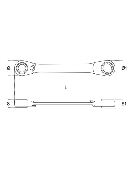 Chiavi poligonali doppie diritte a cricchetto cromate Chiavi poligonali doppie diritte a cricchetto cromate