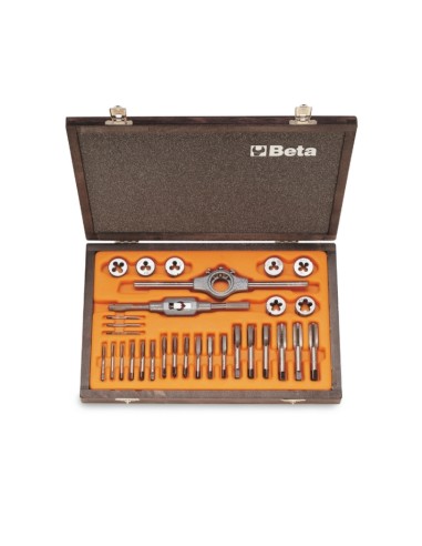 Assortimento di maschi e filiere con accessori in acciaio al cromo filettatura m