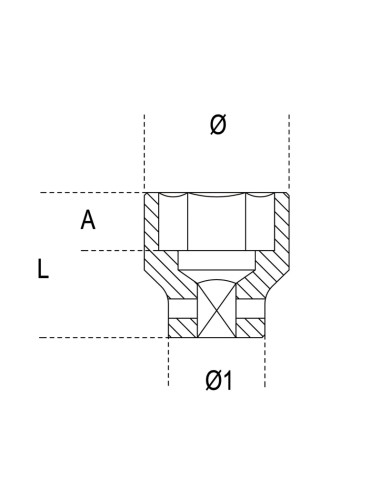 Chiavi a bussola con attacco quadro femmina 3/4" bocca esagonale serie normale,