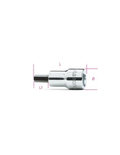 Chiavi a bussola maschio esagonale con attacco quadro femmina 3/8" cromate - ins