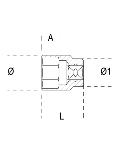 Chiavi a bussola con attacco quadro femmina 3/4" bocca esagonale, cromate